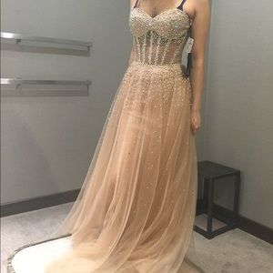 SEQUENCE BEIGE PROM DRESS